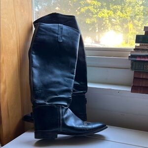 Black Leather Riding Boots English Equestrian Women US size 9 England size 7